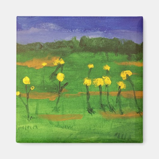 Gele bloemen in veldschildermagneet magneet (Voorkant)