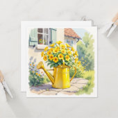  Gele Bloemen in Watering Can Kaart (Voorkant / Achterkant in situ)