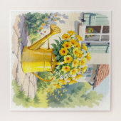 Gele Bloemen in Watering Can Legpuzzel (Horizontaal)