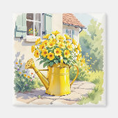  Gele Bloemen in Watering Can Magneet (Voorkant)