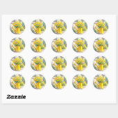  Gele Bloemen in Watering Can Ronde Sticker (Vel)