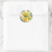  Gele Bloemen in Watering Can Ronde Sticker (Tas)