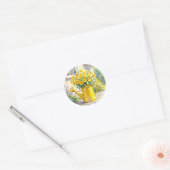  Gele Bloemen in Watering Can Ronde Sticker (Envelop)