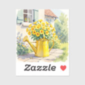  Gele Bloemen in Watering Can Sticker (Vel)