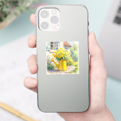 Gele Bloemen in Watering Can Sticker (Telefoon)