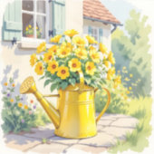 Gele Bloemen in Watering Can Sticker (Voorkant)