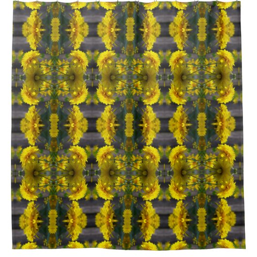 Gele bloemen in zonneschijn-Abstract Douchegordijn (Voorkant)