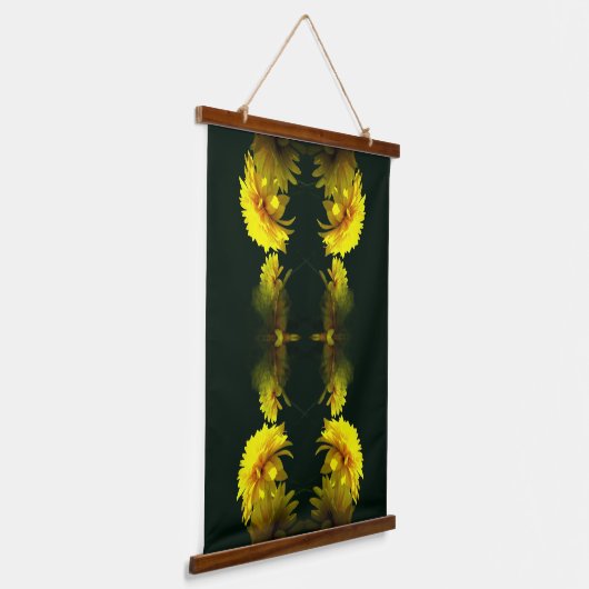 Gele bloemen in zonneschijn Bloemen Abstract Hangend Wandkleed (Gebogen)
