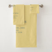 Gele bloemen Initiaal Baby Birth Stats Bad Handdoek (Insitu)