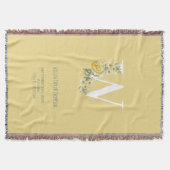 Gele  bloemen Initiaal Baby Birth Stats Deken (Voorkant)