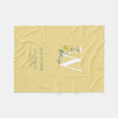 Gele  bloemen Initiaal Baby Birth Stats Fleece Deken (Voorkant (Horizontaal))