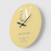 Gele bloemen Initiaal Baby Birth Stats Grote Klok (Hoek)