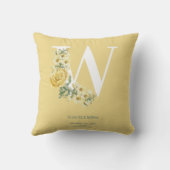 Gele bloemen Initiaal Baby Birth Stats Kussen (Achterkant)