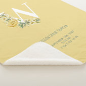Gele  bloemen Initiaal Baby Birth Stats Sherpa Deken (3/4)