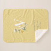 Gele  bloemen Initiaal Baby Birth Stats Sherpa Deken (Voorkant (horizontaal))