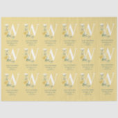 Gele  bloemen Initiaal Baby Birth Stats Tissuepapier (Voorkant)