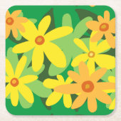 Gele bloemen kartonnen onderzetters (Voorkant)