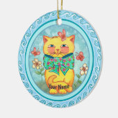 Gele Bloemen kat Keramisch Ornament (Links)