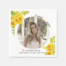 Gele bloemen Klasse 2022 Foto van afstuderen Servet
