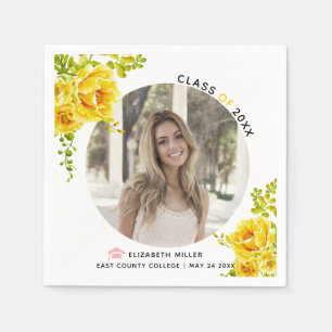 Gele bloemen Klasse 2022 Foto van afstuderen Servet