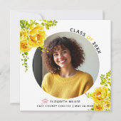 Gele bloemen Klasse van 2025 afstuderen foto Aankondiging (Voorkant)