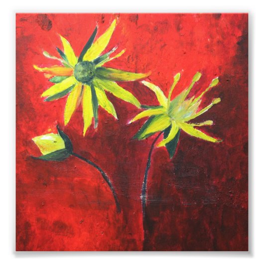 Gele Bloemen Kunst Professioneel Fotodocument Foto Afdruk (Voorkant)