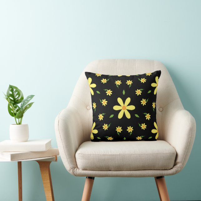 Gele bloemen kussen (Stoel)