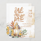Gele Bloemen Lantaarn Fall Wedding Save the Date (Voorkant / Achterkant)