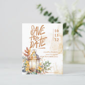 Gele Bloemen Lantaarn Fall Wedding Save the Date (Staand voorkant)
