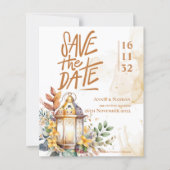 Gele Bloemen Lantaarn Fall Wedding Save the Date (Voorkant)