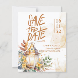 Gele Bloemen Lantaarn Fall Wedding Save the Date