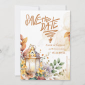 Gele Bloemen Lantaarn Fall Wedding Save the Date (Voorkant)