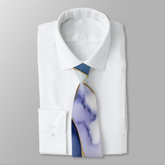 Gele Bloemen & Lavendel Waterverf Goldflake Stropdas (Gebonden)