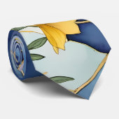 Gele Bloemen & Lavendel Waterverf Goldflake Stropdas (Opgerold)