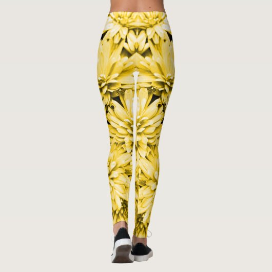 Gele bloemen Leggings (Achterkant)