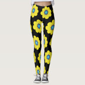 Gele bloemen  leggings (Voorkant)