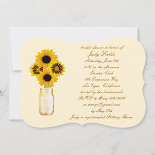 Gele bloemen Mason Jar Bridal Shower Kaart