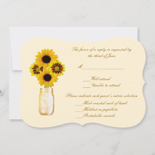 Gele Bloemen Mason Jar Reactiekaart Kaart (Voorkant)