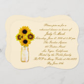 Gele bloemen Mason Jar Rehearsal Dinner Invite Kaart (Voorkant / Achterkant)