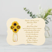 Gele bloemen Mason Jar Wedding Uitnodiging (Staand voorkant)