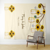 Gele bloemen Mason Jars Foto achtergrond Wandkleed (In Situ (horizontaal))