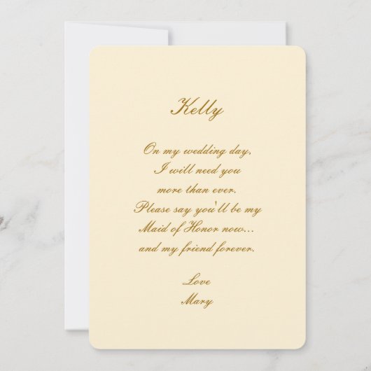 Gele bloemen Mason Jars Maid of Honor Kaart (Achterkant)