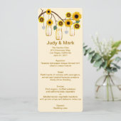 Gele bloemen Mason Jars Menu Kaart (Staand voorkant)