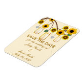 Gele bloemen Mason Jars sparen de Datum Magnet Magneet (Linkerzijde)