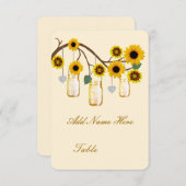 Gele bloemen Mason Jars Table Place Card Kaart (Voorkant / Achterkant)