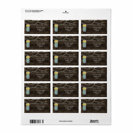 gele bloemen mason pot adreslabel etiket (Full Sheet)