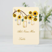 Gele Bloemen Mason Potten Tafel Plaatskaart (Staand voorkant)
