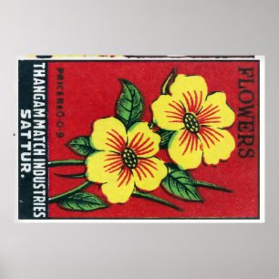 Gele Bloemen - Matchbox Print - India Muurkunst
