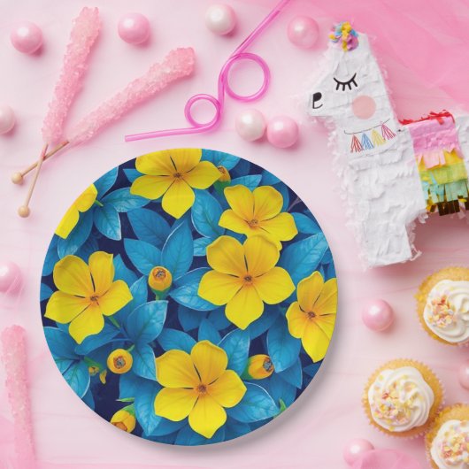 Gele bloemen - Mediterraan Papieren Bordje (Feest)