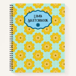 Gele bloemen met blauwe stippen  notitieboek